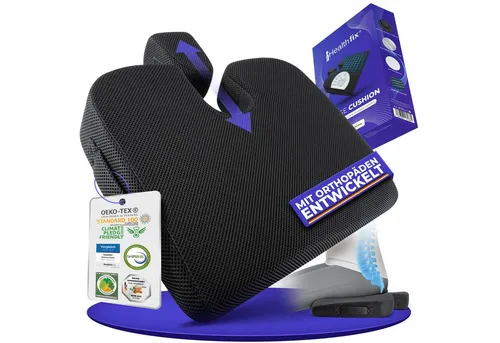Healthfix® Auto-Keilkissen – Ergonomisches Sitzkissen für optimalen Komfort - Ergonomisches Auto-Keilkissen aus Memory-Foam, rutschfest und waschbar. Ideal für lange Fahrten, bietet es eine angenehme Sitzposition und entlastet den Rücken.