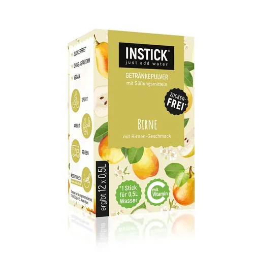 INSTICK Getränkepulver Birne 12-er Packung (für 12 x 0,5 L)
