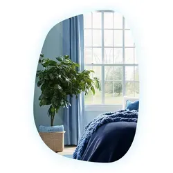 Tulup LED-Lichtspiegel Klecksform – Asymmetrischer Designspiegel mit integrierter Beleuchtung - Stylischer asymmetrischer LED-Lichtspiegel (90,9 x 66 cm) mit modernem Design. Ideal für jeden Raum, sorgt für eine angenehme Lichtatmosphäre und setzt dekorative Akzente.