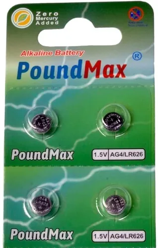 4x AG4 376/377 LR66 SR626 SR626SW 1,5 V PoundMax Alkaline Knopfzellenbatterien
