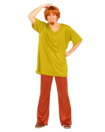 Funidelia Offizielles Shaggy Kostüm - Scooby DOO für Herren, Größe XL - Originelles Shaggy Kostüm für Erwachsene mit T-Shirt, Hose, Perücke und Bart. Perfekt für Karneval, Halloween und Partys. Hochwertiges Material für besten Tragekomfort!