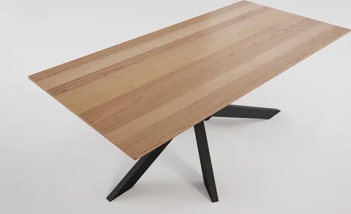 Esstisch ELLEN 180x90cm – Eiche Furnier mit schwarzem Kreuzgestell - Eleganter Esstisch ELLEN in Eichen Furnier, 180x90cm, mit robustem schwarzen Kreuzgestell. Ideal für gesellige Abende und stilvolle Einrichtung. Montage leicht gemacht, inklusive Montagematerial.
