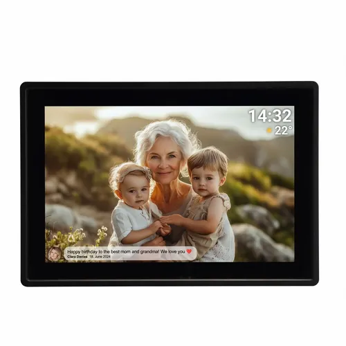 Denver PFF1021 Digitaler Bilderrahmen 10.1 Zoll WiFi mit FRAMEO App - Digitale Bilderrahmen mit 10.1 Zoll IPS Touchscreen, 16GB Speicher und einfacher Fotoübertragung über die FRAMEO App. Ideal zum Teilen von Erinnerungen mit Freunden und Familie!