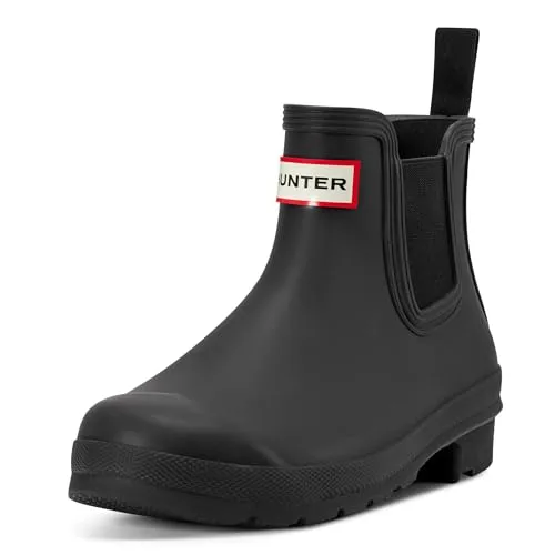 Hunter Damen Original Chelsea Bootsschuh, Schwarz, 40.5 EU - Wasserdichter Chelsea-Stiefel aus hochwertigem Naturkautschuk, ideal für Regenwetter. Mit komfortabler Plateausohle und elegantem mattem Finish für vielseitige Looks.