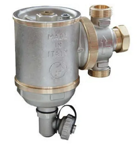 Magnetit-Schlammabscheider Messing drehbar mit Zyklonkammer 3/4" - Sanitärinstallation mit innovativer Zyklontechnologie, schützt Ihre Heizungsanlage vor Metallablagerungen und sorgt für Langlebigkeit der Pumpe. Inklusive INOX-Feinfilter für optimale Reinigung.