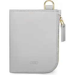 Original Audi Minibörse Leder, Damen, grau - Stilvoll und praktisch - Elegante Portemonnaie aus italienischem Rindsleder mit RFID-Schutz, ideal für den Alltag. Handlich und mit 6 Kartenfächern plus Hauptfach für Scheine und Münzen.