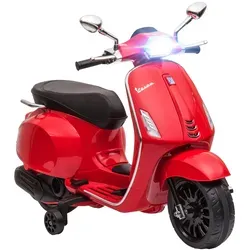 Aiyaplay Kinder Elektro-Motorrad Vespa, Rot - Kinder-Elektrofahrzeug mit 6V Lizenz, stabilen Stützrädern und unterhaltsamen Funktionen wie Scheinwerfer und FM-Radio – ideal für kleine Abenteurer!