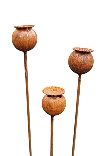 Manufaktur Lichtbogen 3er Set Gartenstecker Rost Mohn - Handgefertigte Gartenstecker im Mohn-Design, jedes Stück ein Unikat! Robuste Deko aus Stahl für lange Haltbarkeit und wetterfeste Verwendung. Ideal für Balkon, Terrasse oder Blumenbeet – setzt besondere Akzente im Außenbereich.
