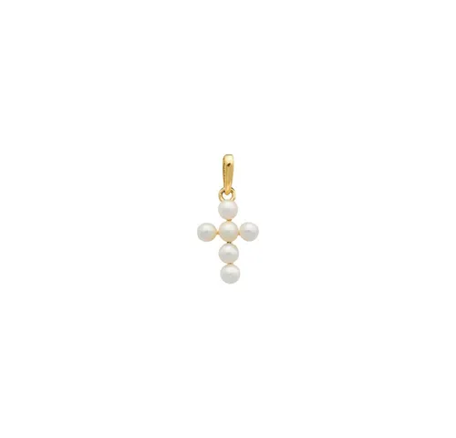 XENOX Kreuzanhänger XG14K0205G – Elegantes Kreuz mit Perlen - Stilvoller Kreuzanhänger aus 585er Gold mit edlen Süßwasserzuchtperlen, ideal für besondere Anlässe oder als zeitloses Schmuckstück.
