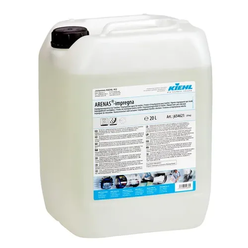 Kiehl ARENAS-impregna 20 L - Flüssige Imprägnierung für Textilien - Effektives Imprägnierungsmittel für natürliche und synthetische Textilien. Schützt vor Wasser, Öl und Schmutz und sorgt für dauerhaften Schutz ohne fluorhaltige Verbindungen.