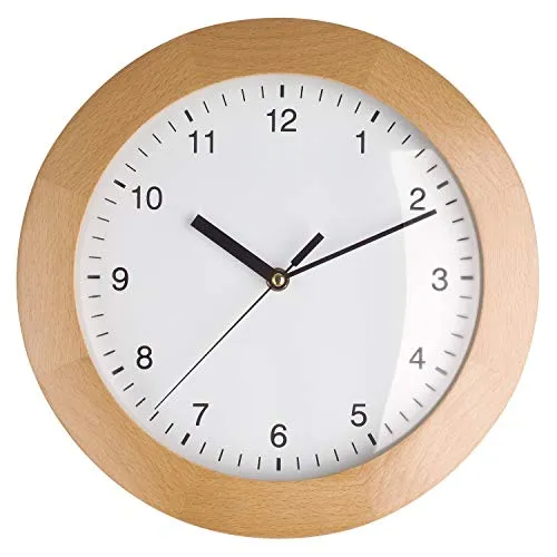 TFA Funk-Wanduhr ø300mm 98.1065 - Wanduhr im Landhausstil aus Holz, mit präziser Funktechnologie und 12-Stunden-Anzeige, ideal für jedes Zimmer in Ihrem Zuhause.