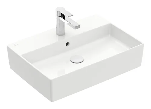 Villeroy & Boch Memento 2.0 Aufsatzwaschtisch 60 cm - Elegantes Badkeramik Waschbecken in weiß alpin, ideal für moderne Bäder, ausgestattet mit 1 Hahnloch und Überlauf für optimalen Komfort.