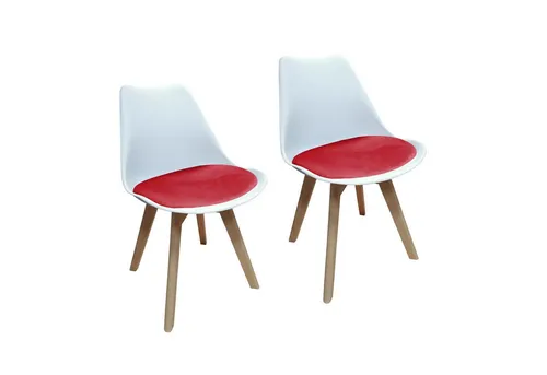 HTI-Living Esszimmerstuhl 2er Set – Stilvolle Design-Stühle mit Samtbezug - Moderne Esszimmerstühle im skandinavischen Design mit ergonomischer Kunststoffschale und weich gepolstertem Sitzkissen für optimalen Komfort. Stabilität bieten die naturfarbenen Holzfüße.