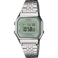 Casio LA680WEA-7EF - Retro Damenuhr mit Alarm und Stoppfunktion, elegantes Edelstahlarmband und automatischer Kalender