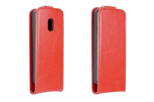 caseroxx Flip Cover für Nokia 235 4G (2024) / 215 4G (2024) / 220 4G (2024) in rot – Handy-Tasche mit Kreditkartenfächern & Magnetverschluss aus Kunstleder, schlank & funktional