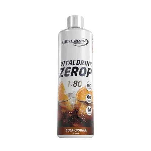 Best Body Nutrition ZEROP Vital Zuckerfreies Getränkekonzentrat Sirup Cola Orange Ohne Aspartam 500 ml ergibt 40 L Getränk Fitness Drink mit Vitaminen B1 B6 Niacin Kalorienarm Wassersprudler