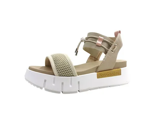 Nero Giardini Damen Sandalette Größe 37 EU - Wanderschuhe aus hochwertigem Leder, Made in Italy, mit offener Schuhspitze und praktischem Schnallenverschluss für optimalen Tragekomfort.