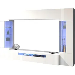 INOSIGN Wohnwand New Egypt, (4-St., Breite 290cm), bestehend aus 2 Stauraumvitrinen, 1 Lowboard, 1 Hängeschrank, weiß hochglanz