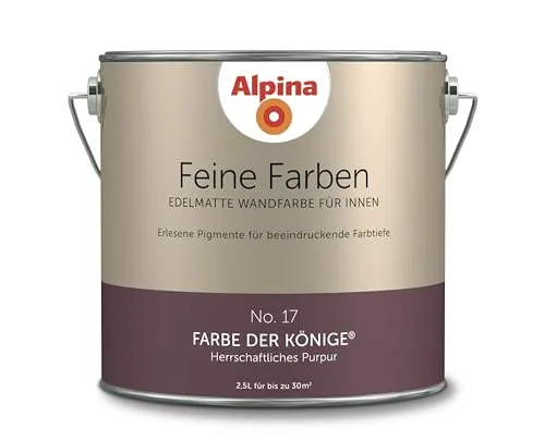 ALPINA Feine Farben Violett Wandfarbe 2,5L - Hochwertige Innenfarbe in prachtvollem Violett, ideal für das Esszimmer. Algenresistent und wasserbasiert für eine edelmatt Oberfläche.