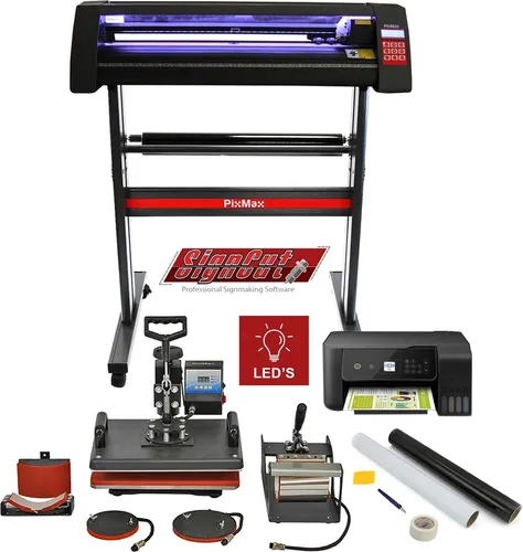 LED Schneideplotter & 5 in 1 Hitzepresse Set - Kombinieren Sie Kreativität und Funktionalität mit unserem Set aus Schneideplotter und Hitzepresse. Ideal für DIY-Projekte und professionelle Anwendungen, enthält alles, was Sie benötigen, inklusive Software und Zubehör.