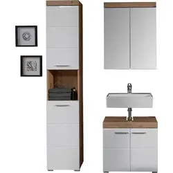 INOSIGN Badmöbel-Set Avena, (Set, 3-St), Badmöbel - Hochschrank, Waschbeckenunterschrank und Spiegelschrank weiß