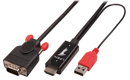 Lindy HDMI to VGA Adapter cable - Videokonverter - HDMI - HDMI - Schwarz (41457)