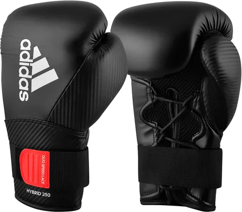 adidas Performance Boxhandschuhe Hybrid 250 Duo Lace schwarz 12 oz - Hochwertige Boxhandschuhe aus Kunstleder mit Schaumstoffpolsterung, ideal für Training und Wettkampf. Größe 12 oz, mit sicherem Klettverschluss für optimalen Halt.