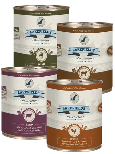 LAKEFIELDS MANUFAKTUR Probierset 4x 800g Sorten Mix - hoher Fleischanteil - Nass