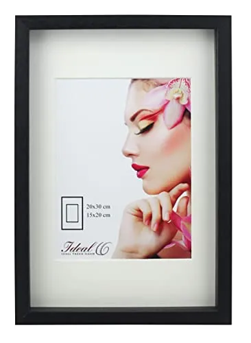 IDEAL TREND 3D Objektrahmen Holz Bilderrahmen Wanddeko Collage Poster Shirt Trikot Rahmen HR: Farbe: Schwarz | Format: 20x30