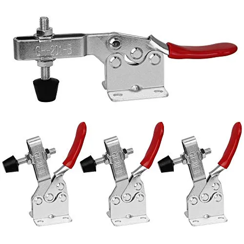 Favengo 4 Stück Kniehebelspanner Schnellspanner GH-201B 90Kg/198Lbs Fassungsvermögen Horizontal Toggle Clamp Haltekraft Waagrechtspanner Anti-Rutsch Knebelklemme Handwerkzeuge für Schweißen