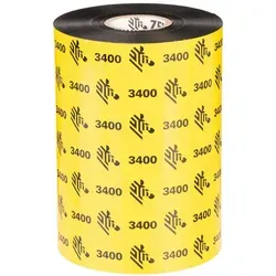 Zebra 3400 Wax/Resin Farbband - 6 Stück, 102 mm x 450 m - Hochwertiges Thermotransfer-Farbband für langlebige Druckergebnisse, kompatibel mit Zebra R-140, PAX 110 und Xi Series - ideal für professionelle Anwendungen.