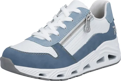 RIEKER SPORT Keilsneaker für Damen, Gr. 40, weiß-blau - Stylische RIEKER Keilsneaker aus Lederimitat mit praktischem Reißverschluss. Bequem und rutschhemmend, ideal für den Alltag. Absatzhöhe: 5 cm, perfekt für jeden Freizeitlook.