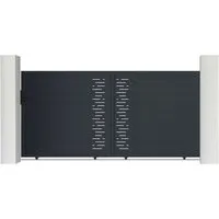 Casanoov Aluminium Schiebetor Arlberg 300x160cm Grau - Schiebetor aus Aluminium, 298cm breit und 163cm hoch, mit eleganten grafischen Dekorplatten. Witterungsbeständig und pflegeleicht – ideal für stilvolle Eingänge im Außenbereich.