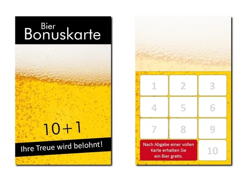 Stück Treuekarten Bonuskarten Bier für ihr Lokal Gaststätte Kneipe (BOK-415) 100
