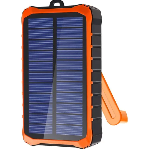4smarts Solar Powerbank Prepper 12000mAh - Powerbank mit 12000 mAh Akku, netzunabhängige Stromversorgung über Solarpanel oder Handkurbel, ideal für Outdoor-Abenteuer und Reisen.