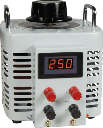 MC Power Spartrafo Stelltrafo V-8000 LED Display - Messgerät mit stufenloser Spannungsregulierung von 0-250V, ideal für Elektronikwerkstätten. 3-stelliges LED-Display für klare Anzeigen und praktischer Stellknopf für einfache Handhabung.