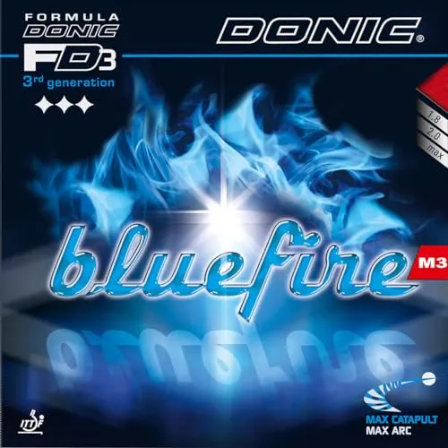Donic Bluefire M3 Tischtennisbelag schwarz 2,0 - Hochwertiger Tischtennisbelag mit exzellenter Ballrückmeldung und optimalem Spin. Ideal für Spieler, die Kontrolle und Tempo vereinen möchten. Perfekt für aggressive Allroundspieler.