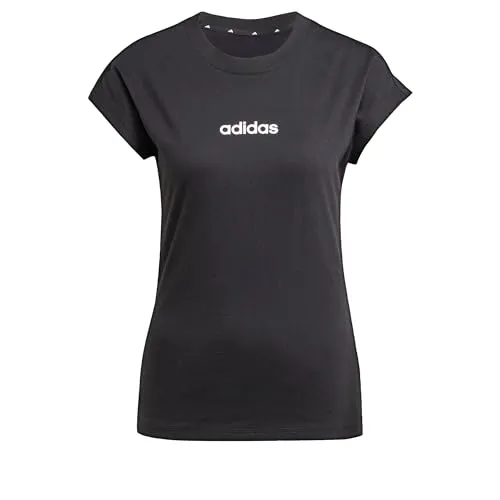 adidas Women's Essentials LINEAR Cotton T-Shirt, Black/White, XS