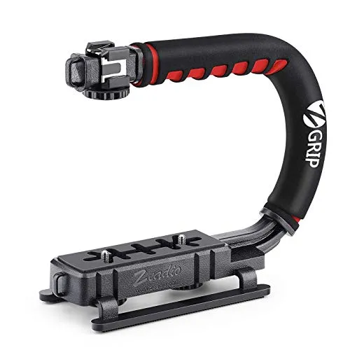 Zeadio Video-Action-Stabilisierungsgriff-Handgriff-Stabilisator mit Cold-Shoe-Montage für DSLR Kamera Camcorder