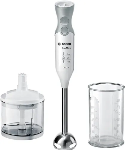 BOSCH Stabmixer ErgoMixx MSM66120 - 600 W, abnehmbarer Mixfuß für müheloses Mixen in grau-weiß