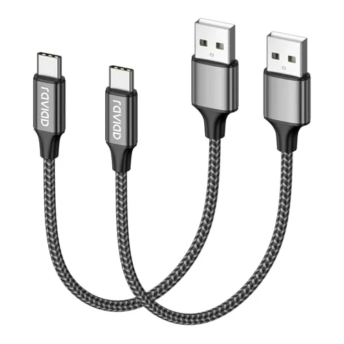 RAVIAD USB C Kabel Kurz [2Pack 0.5M] 3.1A Ladekabel Schnellladekabel Nylon USB C Ladekabel für iPhone 17 16 15 Pro Max, Samsung Galaxy S24 S23 S22 S21 S20 Note 10, Huawei P60, Pixel, Xperia XZ