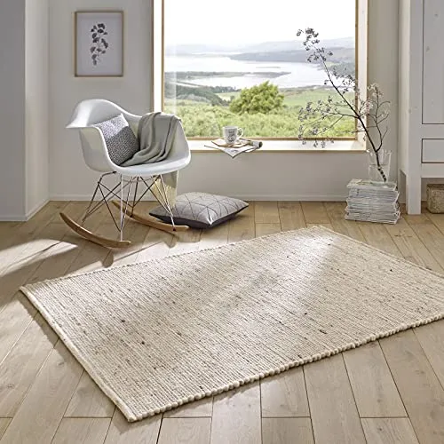 Taracarpet Handweb-Teppich Malmoe – Skandinavisches Design - Robuster Handwebteppich im skandinavischen Landhausstil, aus hochwertiger Neuseeland Wolle, beidseitig verwendbar und pflegeleicht – ideal für Wohnzimmer, Esszimmer und Flur.