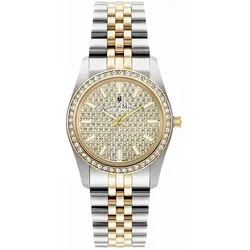 Jacques du Manoir Damen Armbanduhr Edelstahl 22cm mit Zirkonia - Elegante Armbanduhr aus Edelstahl mit gold- und silberfarbener IP Plattierung, verziert mit funkelnden Zirkonia - der perfekte Begleiter für jeden Anlass.
