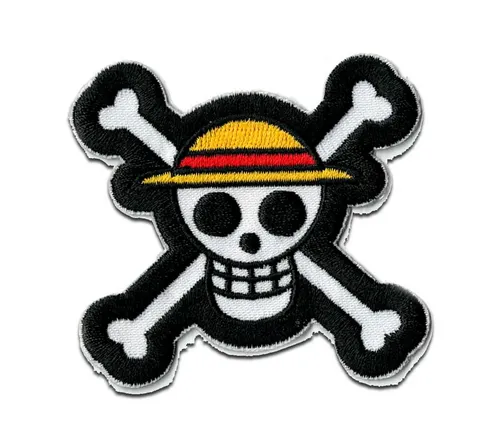 One Piece Aufnäher Bügelbild, Aufbügler, Applikationen, Patches, Flicken, zum aufbügeln, Polyester, Comercial Mercera One Piece Emblem - Größe: 6,1 x 6,1 cm