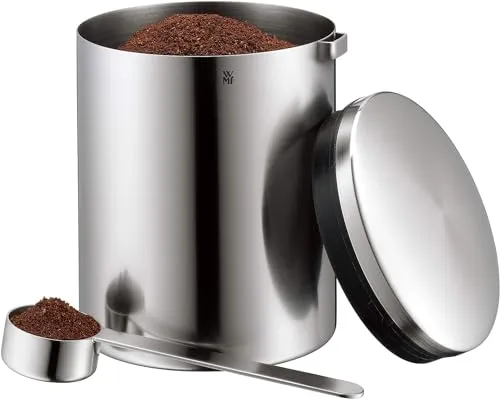 WMF Kult Tee- Kaffeedose Edelstahl für 500g - Kaffeedosen aus Cromargan Edelstahl, spülmaschinengeeignet und aromaschutzend. Inklusive praktischen Maßlöffel für die perfekte Dosierung von Kaffee, Tee oder Kakao.