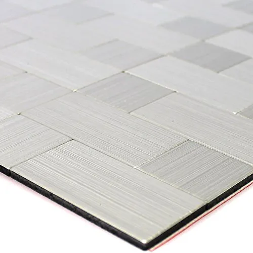Metall Mosaik Fliesen Selbstklebend Mikros Silber 2Mix Glänzend Fliesenbordüre
