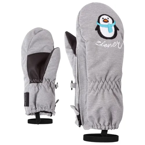 Ziener LE Zoo-z Glove Mini light mélange (823) - Winterhandschuhe für Babies und Kleinkinder, wasserabweisend mit niedlichen Tiermotiven und extra weitem Reißverschluss für einfaches An- und Ausziehen.