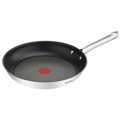 Tefal Duetto Pfanne 28cm - Edelstahlpfanne für alle Herdarten mit Antihaftversiegelung und Thermo-Spot für perfekte Brattemperatur, ideal zum schonenden Braten von Fleisch und Fisch.