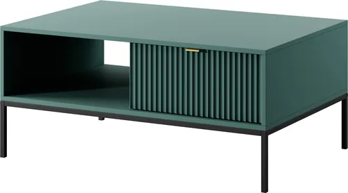 Couchtisch Nova - Grüner, Rechteckiger Tisch mit Stauraum - Moderner Couchtisch Nova in grün mit dekorativer Lamellen-Optik. Maße: 104x46 cm. Bietet praktischen Stauraum in Fach und Schubkasten. Ideal für stilvolle Wohnzimmer!
