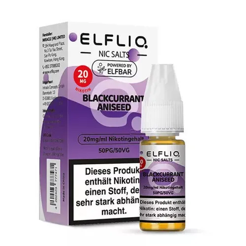 ELFLIQ by ELFBAR Blackcurrant Aniseed *20mg/ml* Nikotinsalz, 10ml Liquid